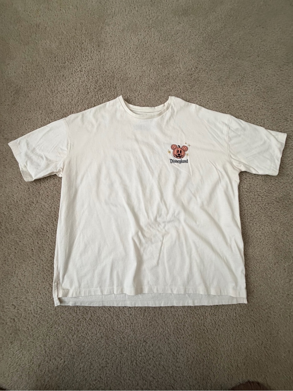 Disney Halloween White Short-Sleeve Tee with Pumpkin Character Patch